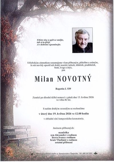 Smuteční oznámení – Milan Novotný