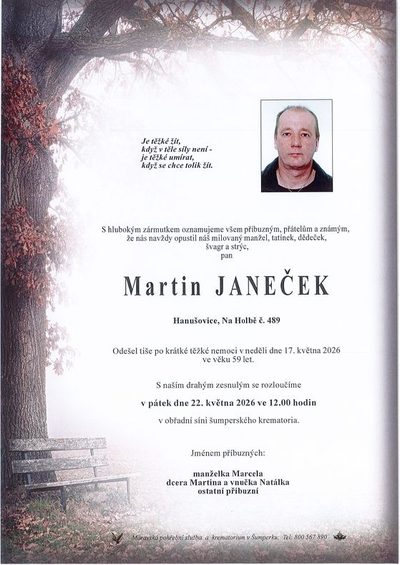 Smuteční oznámení – Martin Janeček