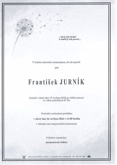 Smuteční oznámení – František Jurník