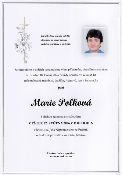 Smuteční oznámení – Marie Polková