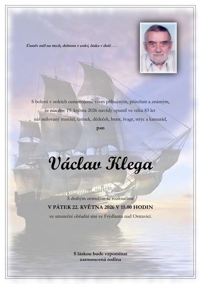 Smuteční oznámení – Václav Klega