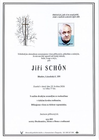 Smuteční oznámení – Jiří Schón