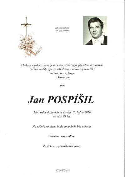 Smuteční oznámení – Jan Pospíšil