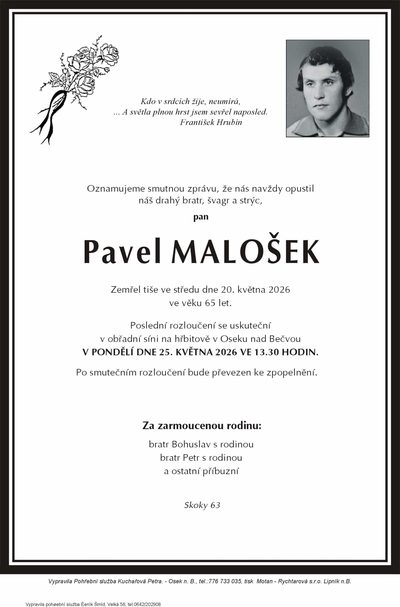 Smuteční oznámení – Pavel Malošek