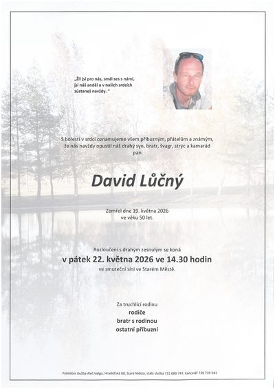 Smuteční oznámení – David Lůčný