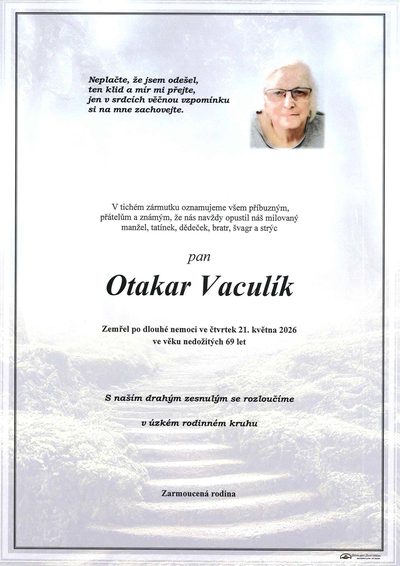 Smuteční oznámení – Otakar Vaculík