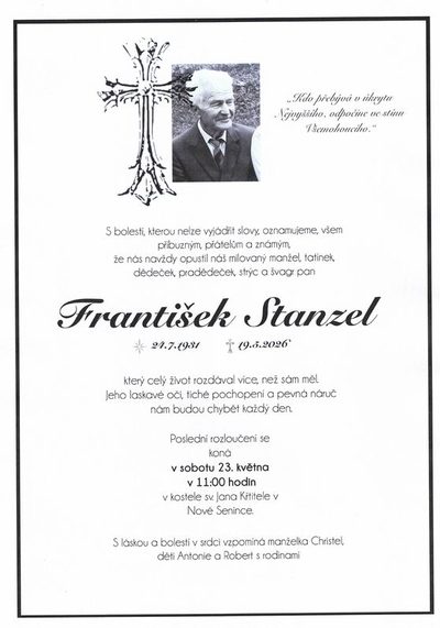 Smuteční oznámení – Arantišete Štanzel