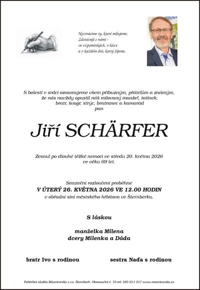 Smuteční oznámení – Jiří Scharfer