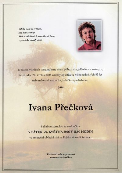 Smuteční oznámení – Ivana Přečková