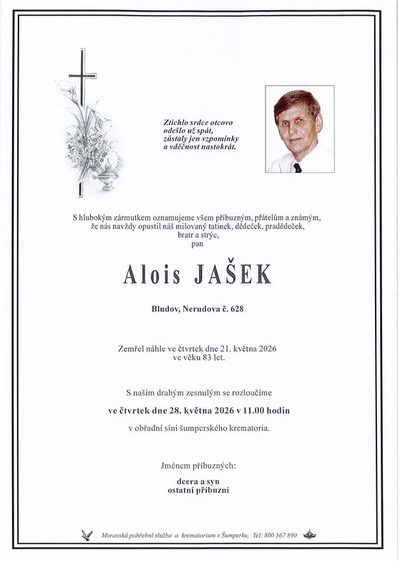 Smuteční oznámení – Alois Jašek