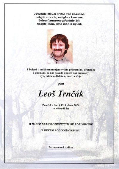 Smuteční oznámení – Leoš Trnčák