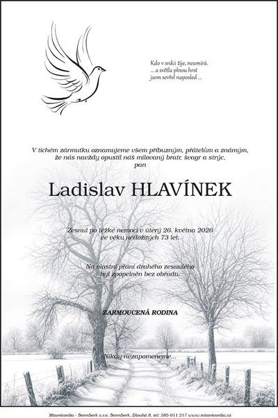 Smuteční oznámení – Ladislav Hlavínek