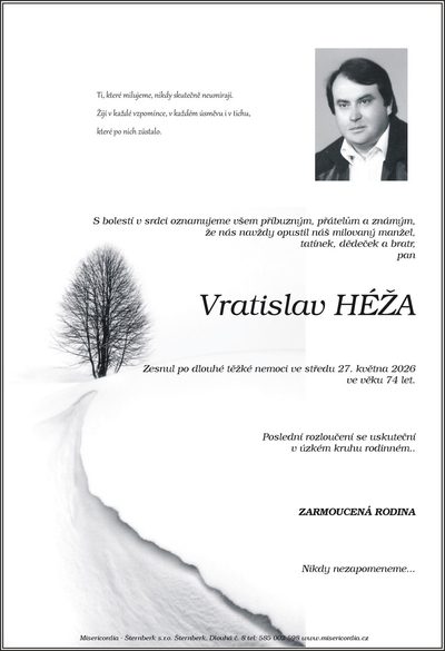 Smuteční oznámení – Vratislav Héža