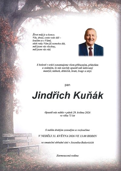 Smuteční oznámení – Jindřich Kuňák