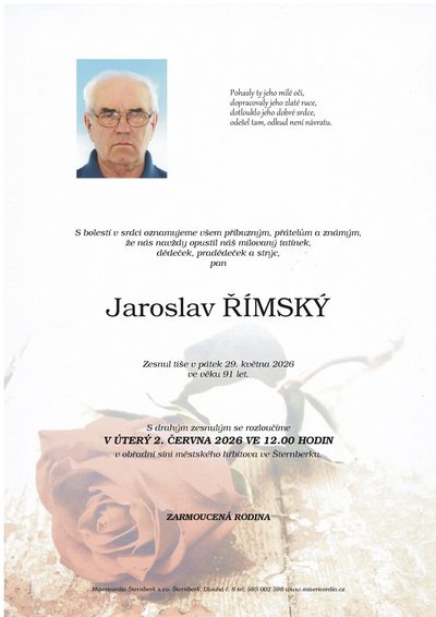 Smuteční oznámení – Jaroslav Římský