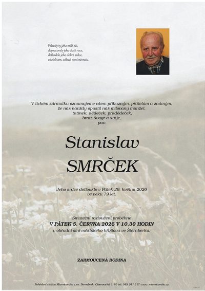 Smuteční oznámení – Stanislav Smrček