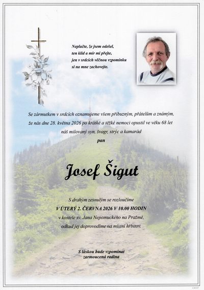 Smuteční oznámení – Josef Šigut