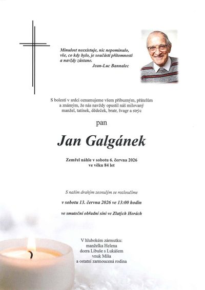 Smuteční oznámení – Jan Galsánek