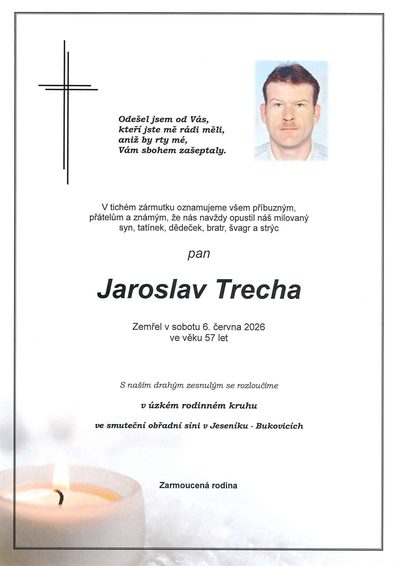 Smuteční oznámení – Jaroslav Trecha