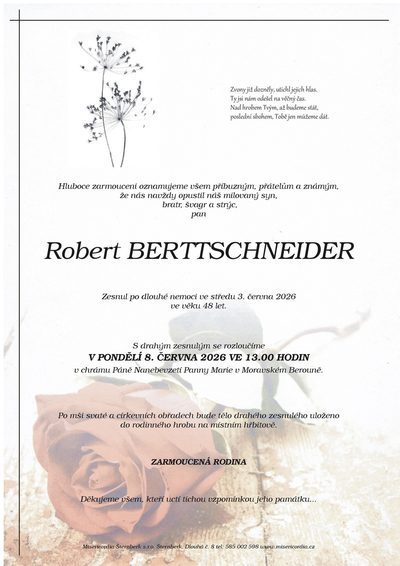 Smuteční oznámení – Robert Berttschneider