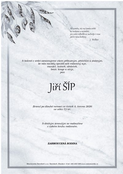 Smuteční oznámení – Jiří Šíp