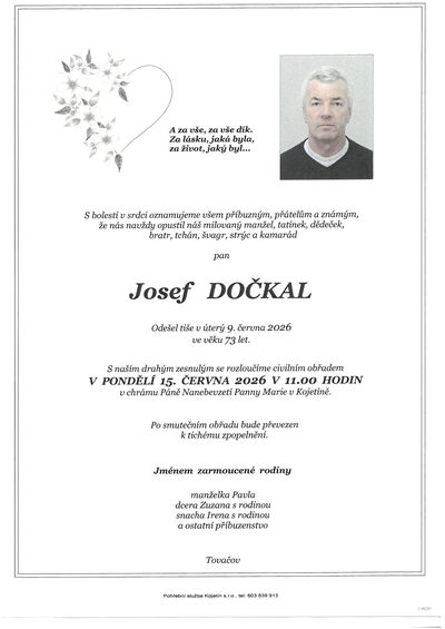 Smuteční oznámení – Josef Dočkal