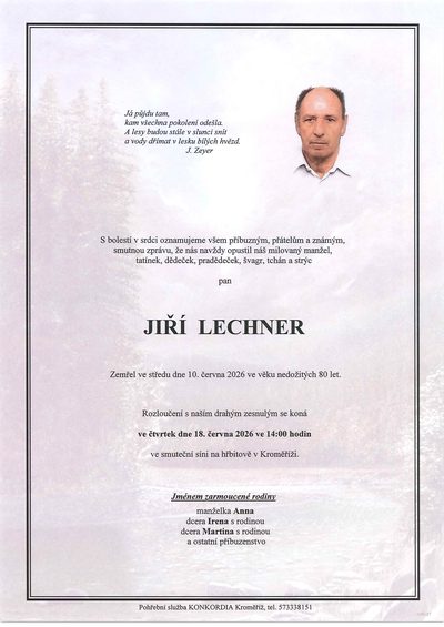 Smuteční oznámení – Jiří Lechner