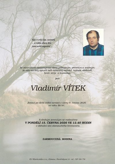 Smuteční oznámení – Vladimír Vítek