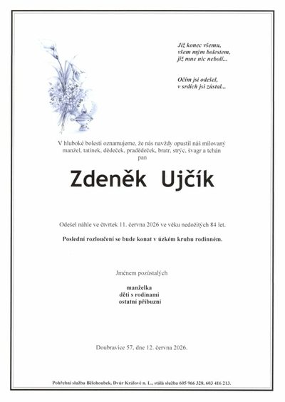 Smuteční oznámení – Zdeněk Ujčík