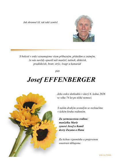 Smuteční oznámení – Josef Effenberger