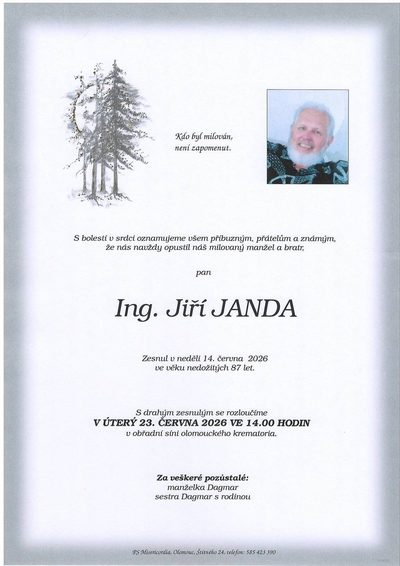 Smuteční oznámení – Jiří JANDA