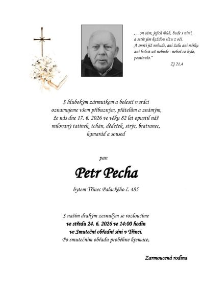Smuteční oznámení – Petr Pecha
