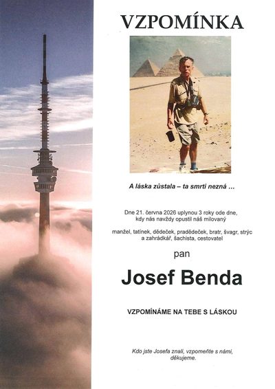 Smuteční oznámení – Josef Benda