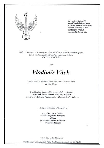 Smuteční oznámení – Vladimír Vítek