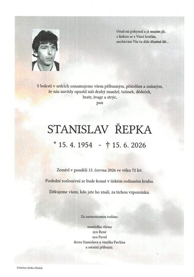 Smuteční oznámení – Neznámé