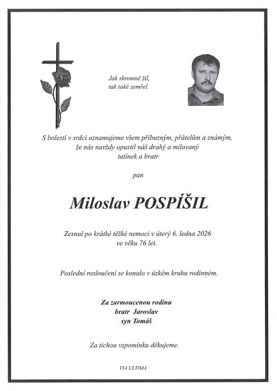 Smuteční oznámení – Miloslav Pospíšil