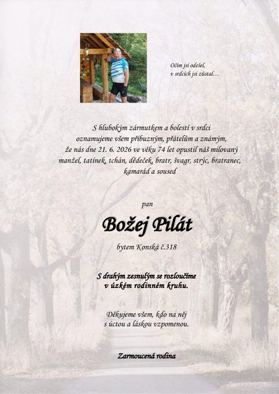 Smuteční oznámení – Božej Pilát