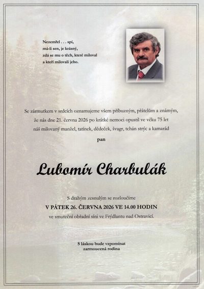 Smuteční oznámení – Lubamý: Choubulák