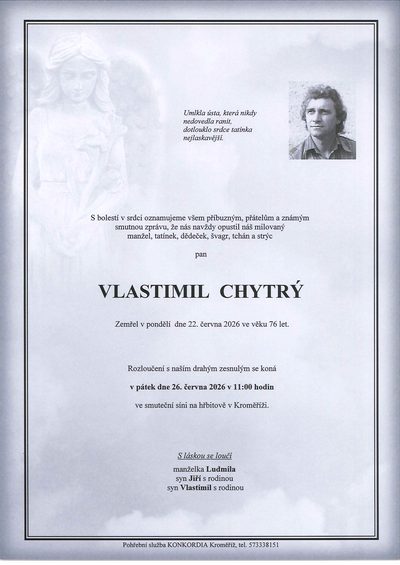 Smuteční oznámení – VLASTIMIL CHYTRÝ