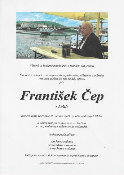 Smuteční oznámení – František Čep