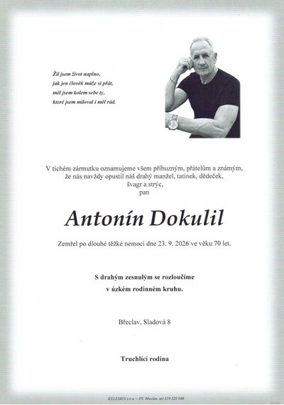 Smuteční oznámení – A Dokulil
