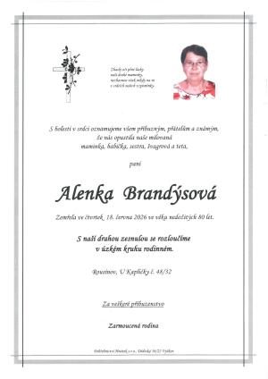 Smuteční oznámení – Alenka Brandýsová