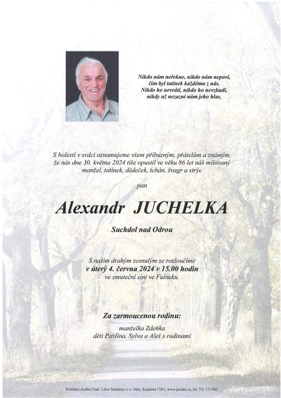 Smuteční oznámení – Alexandr Juchelka