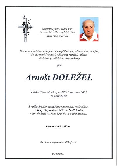 Smuteční oznámení – Arnošt Doležel