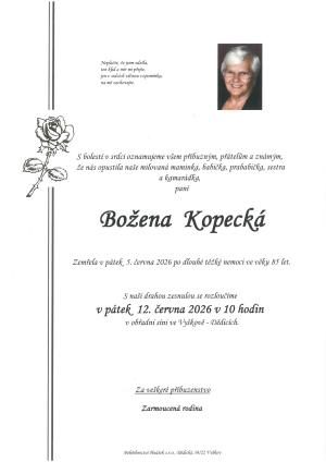 Smuteční oznámení – Božena Kopecká