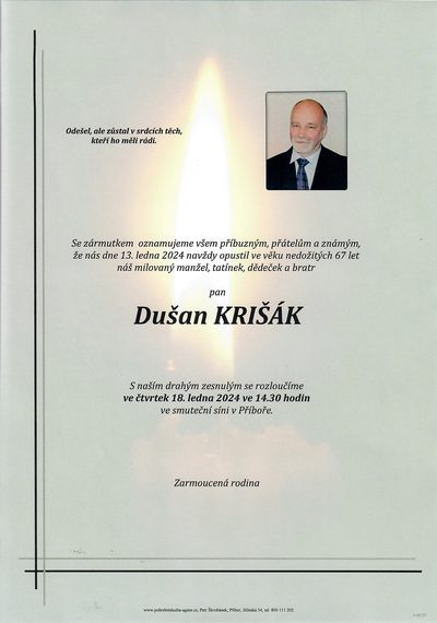 Smuteční oznámení – Dušan Krišák