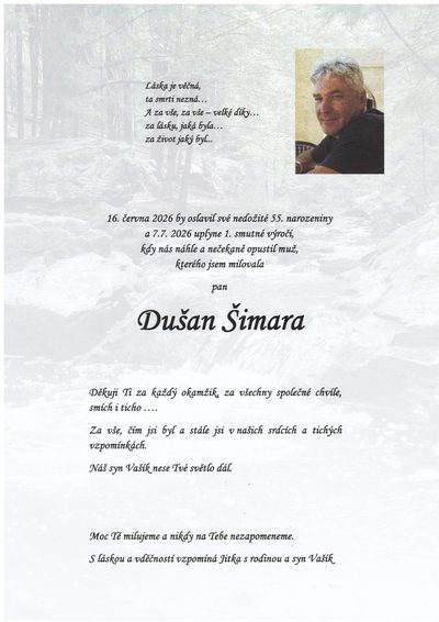Smuteční oznámení – Dušan Simara