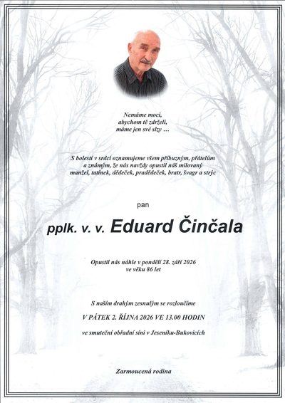Smuteční oznámení – Eduard Činčala