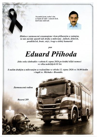 Smuteční oznámení – Eduard Příhoda