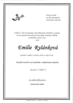 Smuteční oznámení – Emilie Ryšánková
